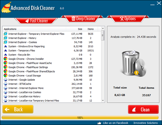 advanced disk cleaner screenshot